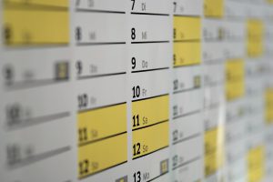 calendar with highlighted days