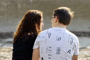 woman and man talking