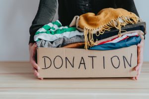 donation box with clothes