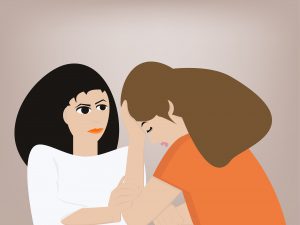 illustration of a woman speaking to another woman