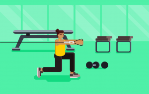 illustration of a woman working out in a gym