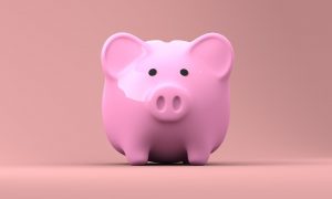 pink piggy bank on a light pink background