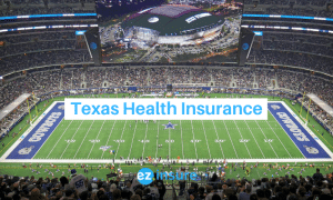 texas health insurance text overlaying image of cowboys stadium