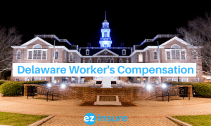delaware worker's compensation text overlaying image of capital building