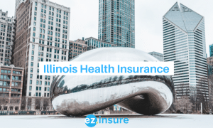 illinois health insurance text overlaying image of cloud gate