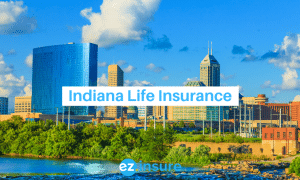 indiana life insurance text overlaying image of indianapolis