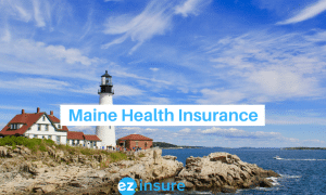 maine health insurance text overlaying image of portland light house