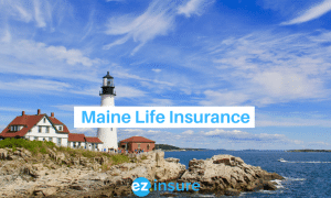 maine life insurance text overlaying image of maine light house
