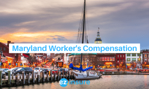 Maryland worker's compensation text overlaying image of annapolis
