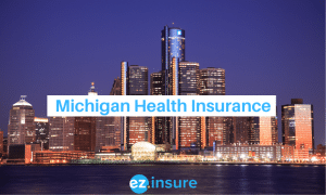 michigan health insurance text overlaying image of detroit