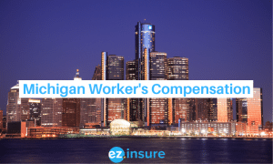 michigan worker's compensation text overlaying image of detroit
