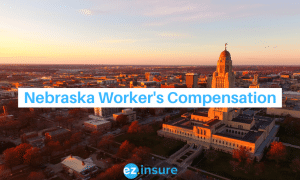 nebraska worker's compensation text overlaying image of state capital building