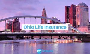 Ohio life insurance text overlaying image of columbus 