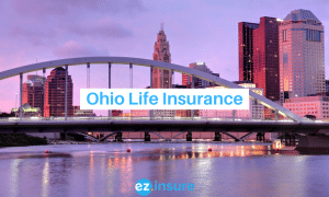 Ohio life insurance text overlaying image of columbus