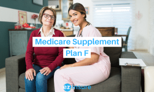 medicare supplement plan d text overlaying image of a nurse with her patient on a couch