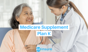 medicare supplement plan k text overlaying image of a doctor listening to a patient's heart