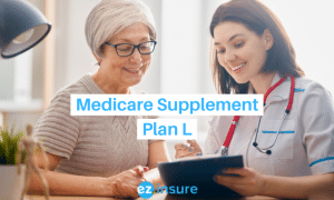 medicare supplement plan l text overlaying image of a doctor showing a patient her chart