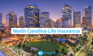 North Carolina life insurance text overlaying image of charlotte