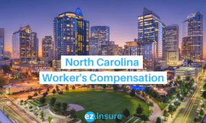 north carolina worker's compensation text overlaying image of charlotte north carolina