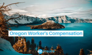 oregon worker's compensation text overlaying image of crater lake