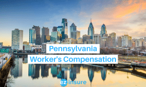 pennsylvania worker's compensation text overlaying image of philadelphia skyline