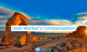 utah worker's compensation text overlaying image of arches national park