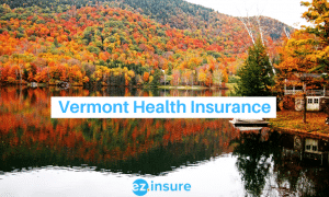 vermont health insurance text overlaying image of fall trees