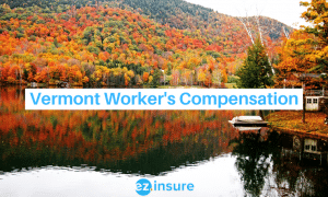 vermont worker's compensation text overlaying image of vermont fall trees