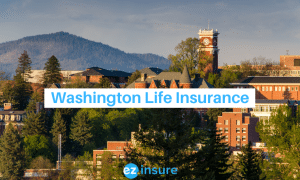 washington life insurance text overlaying image of washington state university