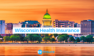 wisconsin health insurance text overlaying image of capital building