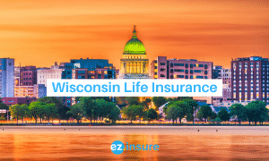 Wisconsin life insurance text overlaying image of capital building