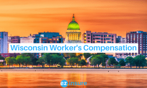 wisconsin worker's compensation text overlaying image of madison skyline