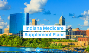 indiana medicare supplement plans text overlaying image of indiannapolis