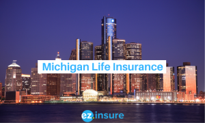 michigan life insurance text overlaying image of detroit