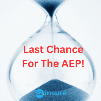 Last Chance For AEP text overlaying image of an hourglass