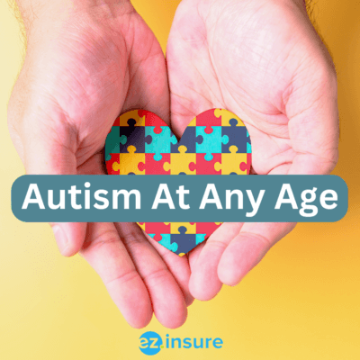 autism at any age text overlaying image of hands holding a heart made of colorful puzzle peices